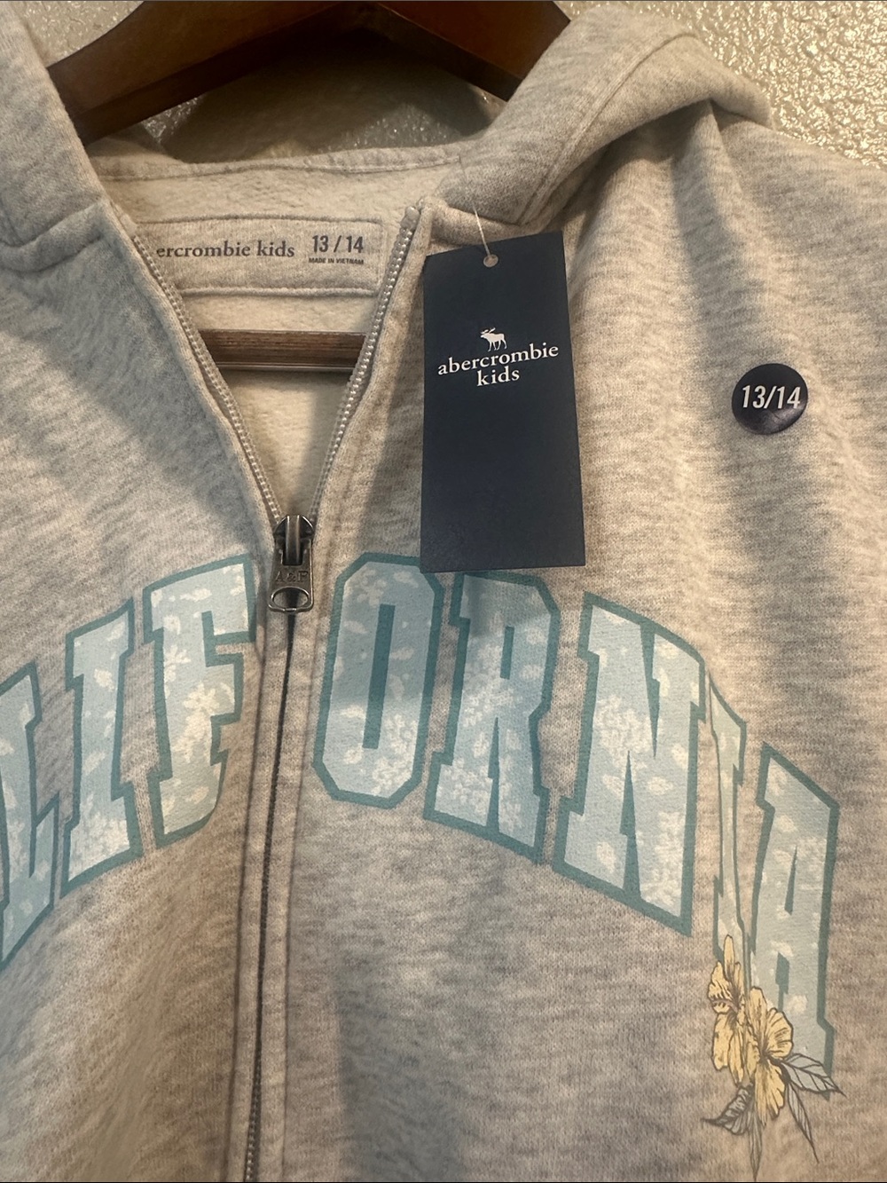 abercrombie kids Light Gray 'California' Zip Hoodie